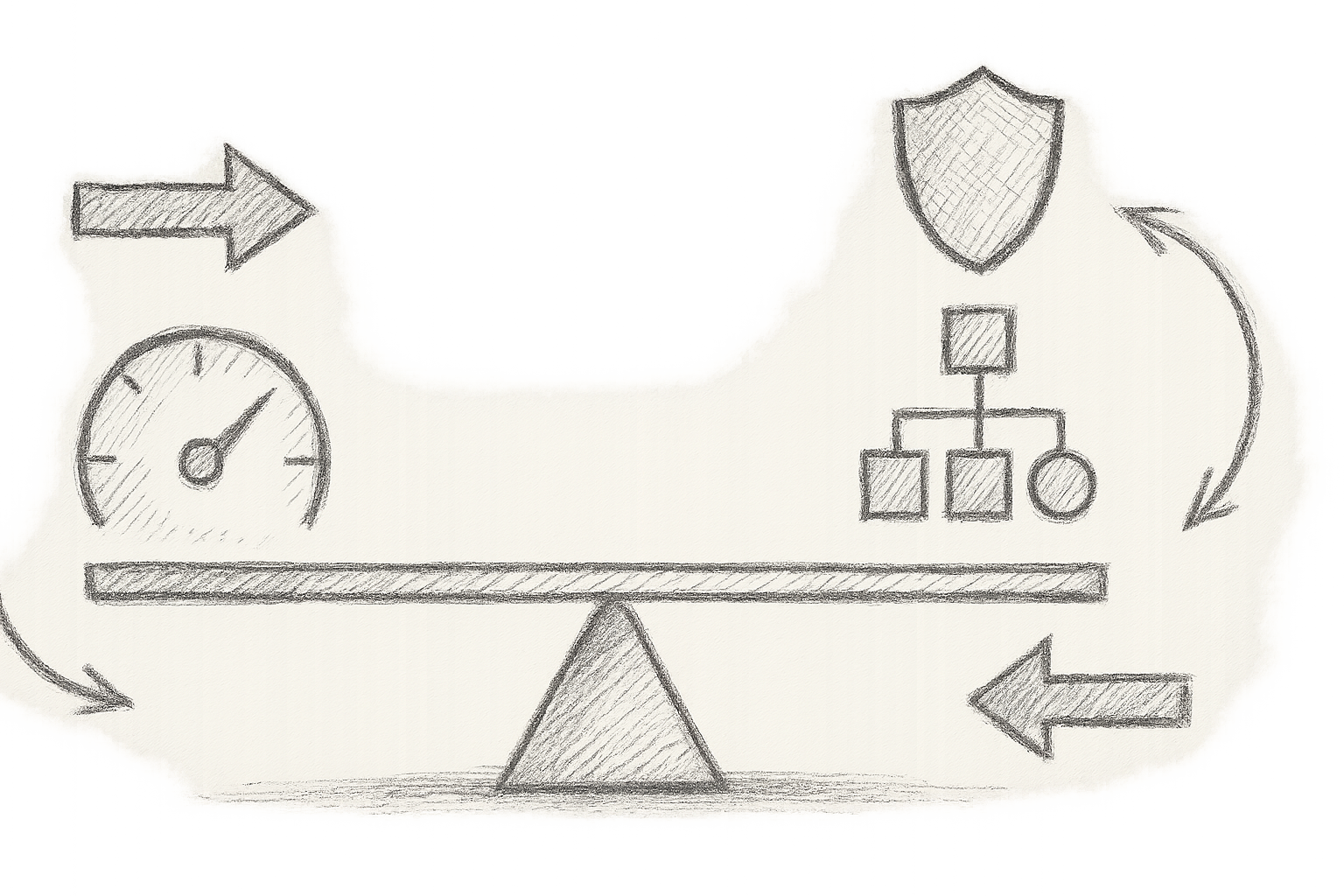 Diagram illustrating AI-powered DevOps platform trade-offs — showing speed, governance, integration complexity, and risk