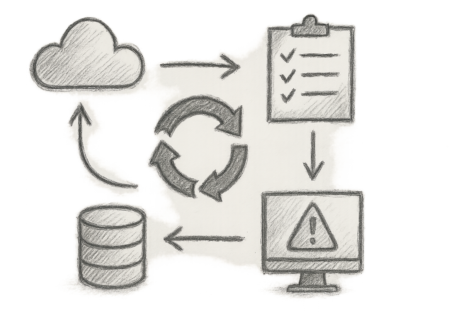Illustration of continuous compliance monitoring integrated into CI/CD pipelines with AI-driven control validation and alerting